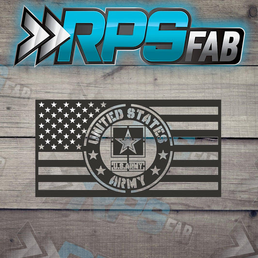 United States Army Emblem and Flag Metal Art Sign V2 - RPS Fab