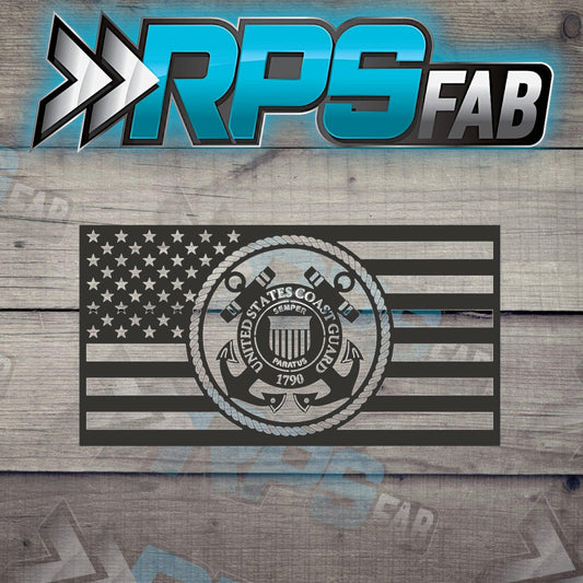 United States Coast Guard Emblem and Flag Metal Art Sign - RPS Fab