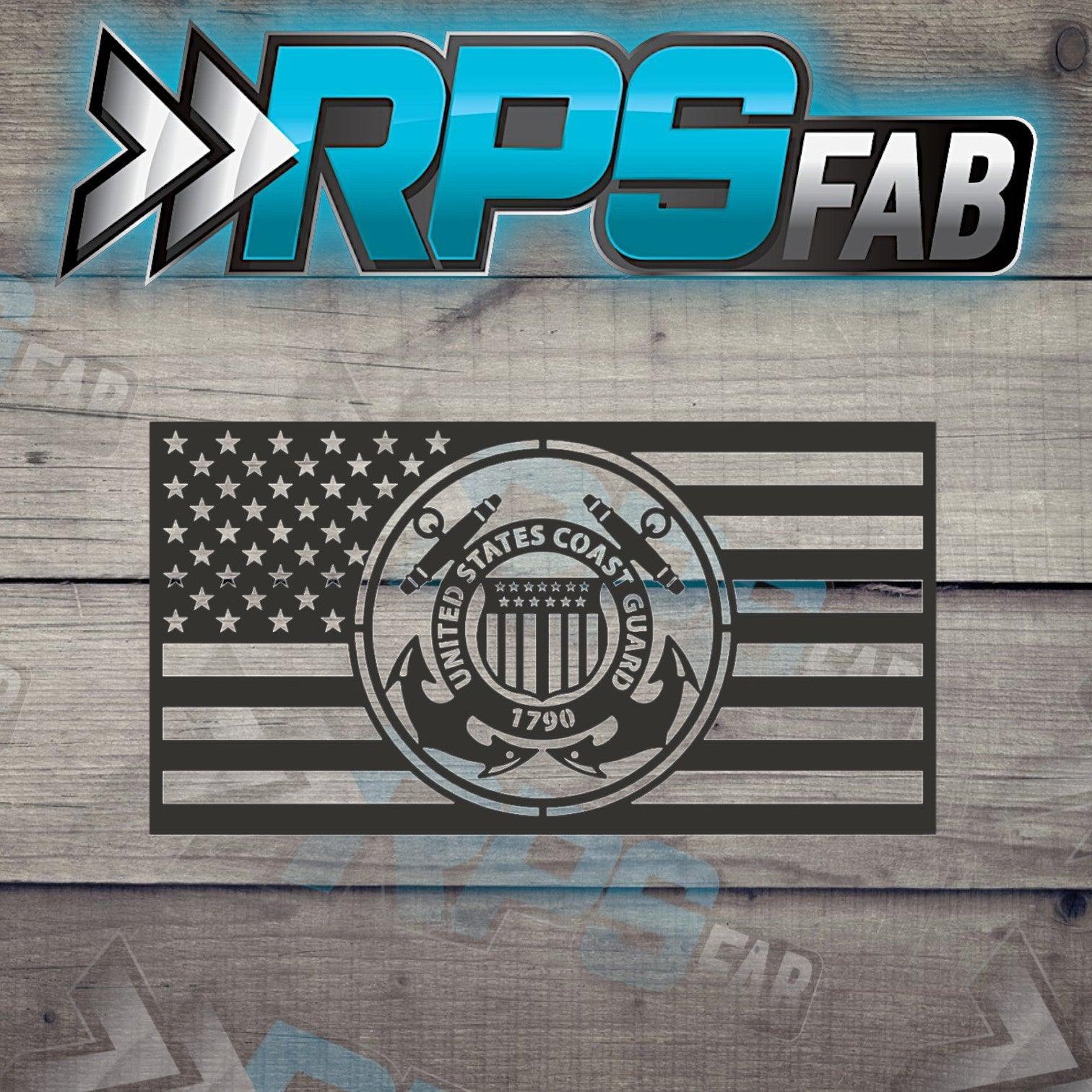 United States Coast Guard Emblem and Flag Metal Art Sign V2 - RPS Fab