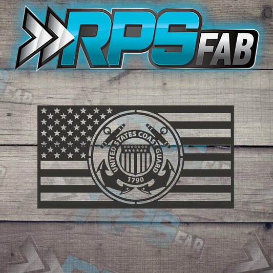 United States Coast Guard Emblem and Flag Metal Art Sign V2 - RPS Fab