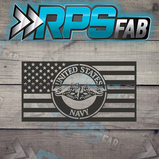 United States Navy Emblem and Flag Metal Art Sign V2 - RPS Fab