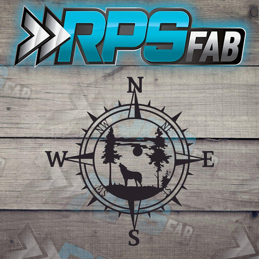 Wolve-Inspired Compass Metal Art Sign - RPS Fab