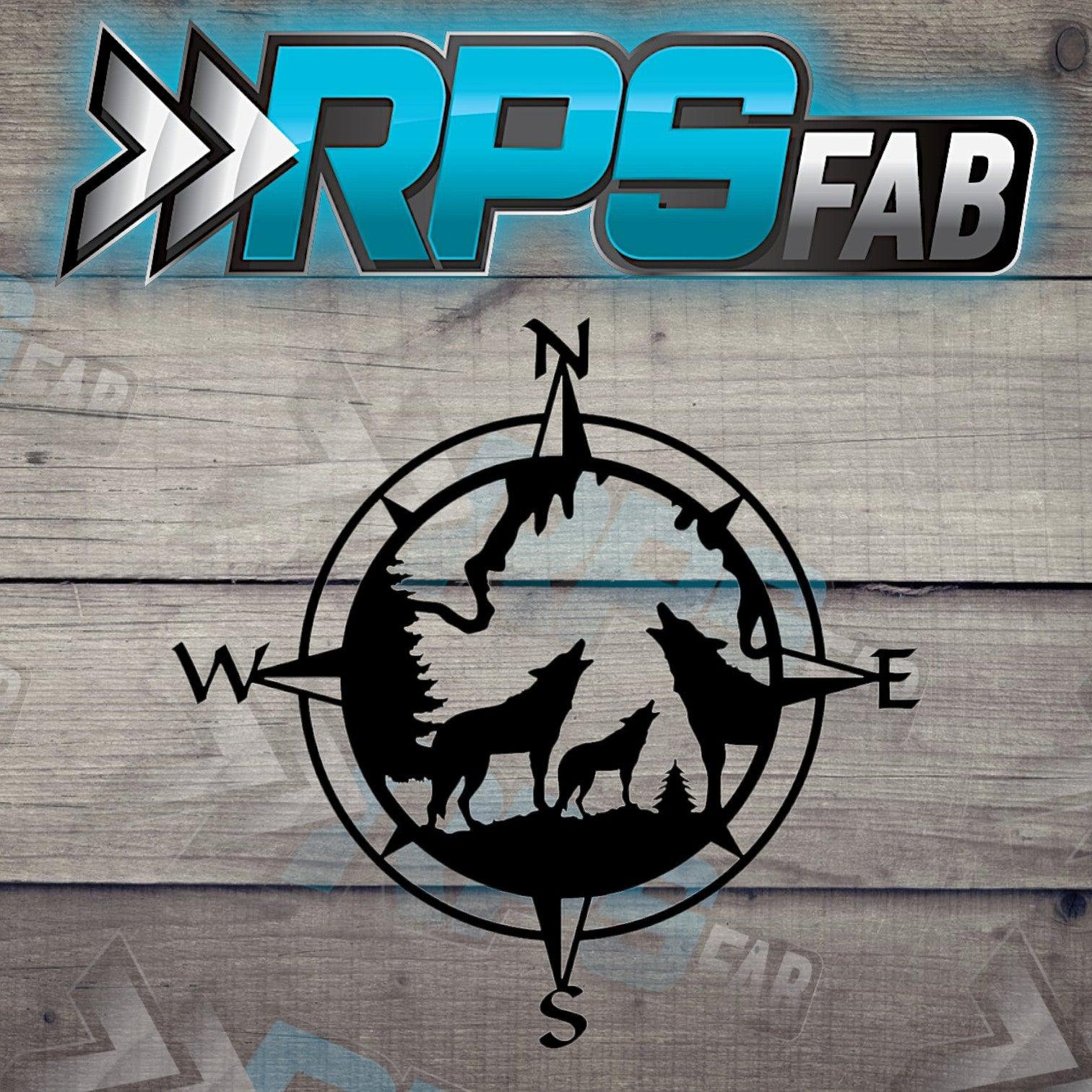 Wolves V2-Inspired Compass Metal Art Sign - RPS Fab